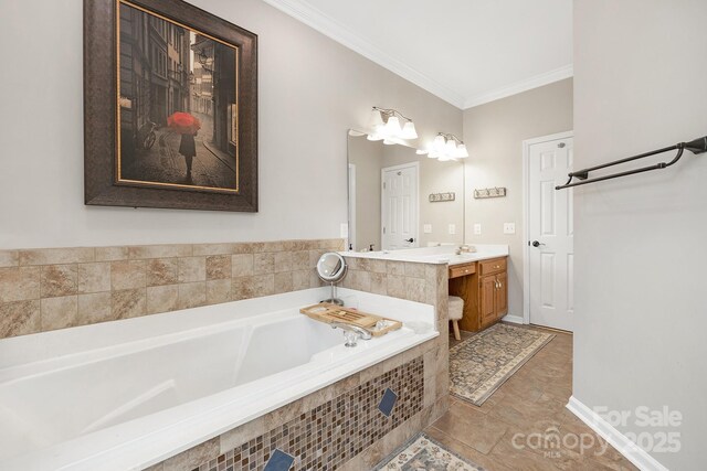 3300 Chancellor Ln, Monroe, NC 28110 - full bathroom featuring crown molding, a bath, and vanity