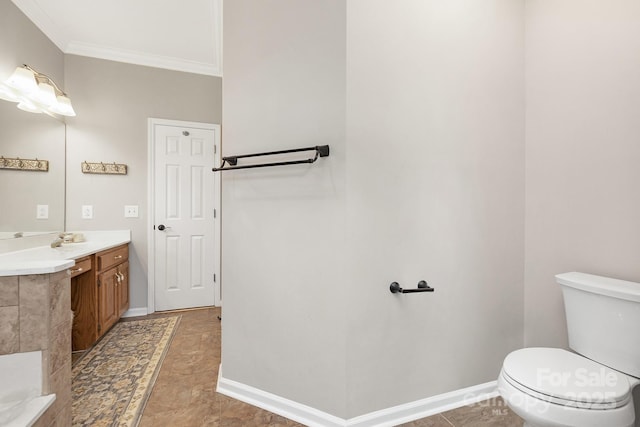 3300 Chancellor Ln, Monroe, NC 28110 - full bathroom featuring ornamental molding, toilet, vanity, and baseboards