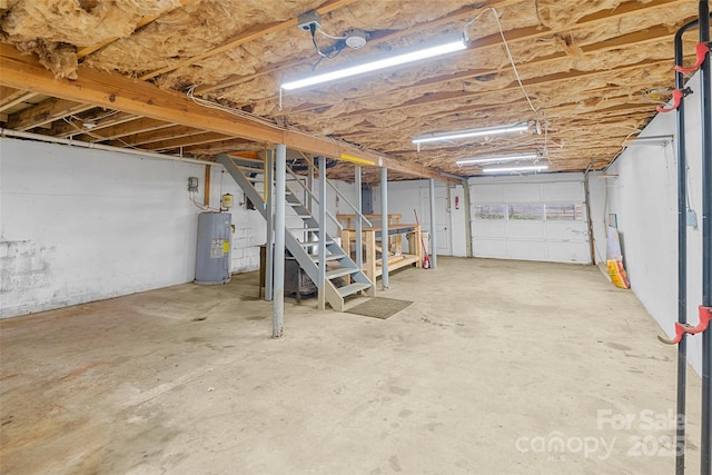 basement with water heater