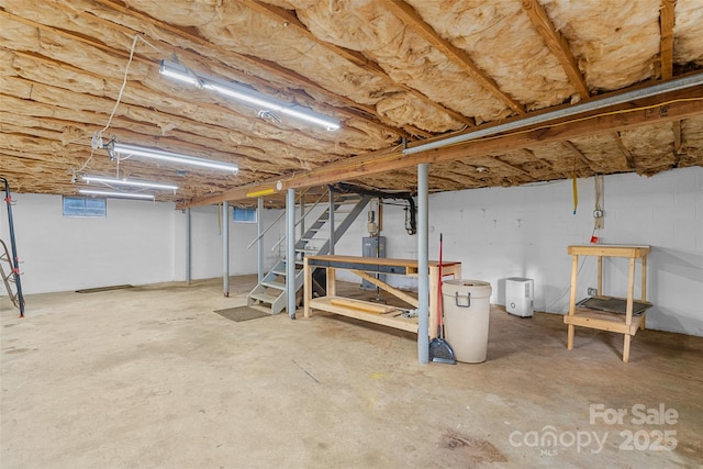 basement with water heater