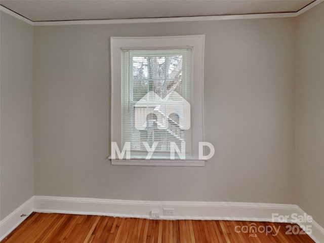 interior details featuring crown molding and wood-type flooring