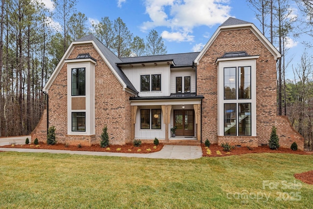 view of front of home with a front yard