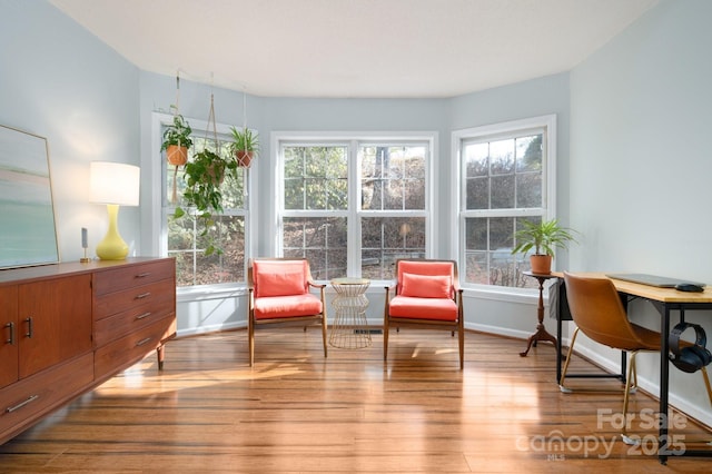 living area featuring light wood-type flooring