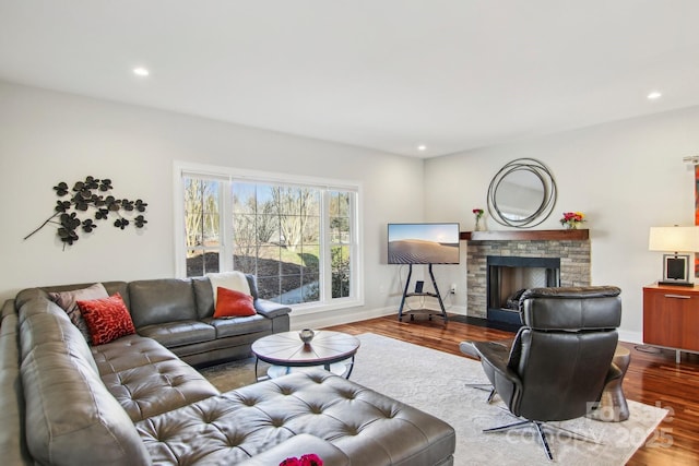 living room with hardwood / wood-style floors