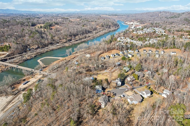 aerial view with a water and mountain view