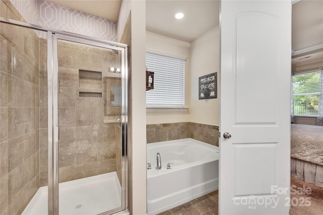 4929 Norman Park Pl, Clover, SC 29710 - ensuite bathroom with a garden tub, a stall shower, recessed lighting, and ensuite bathroom