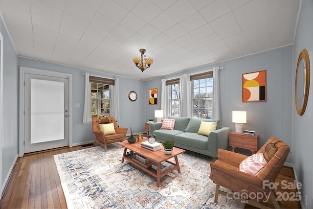 living room with hardwood / wood-style flooring