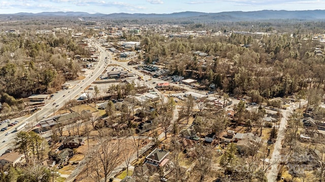 drone / aerial view with a mountain view