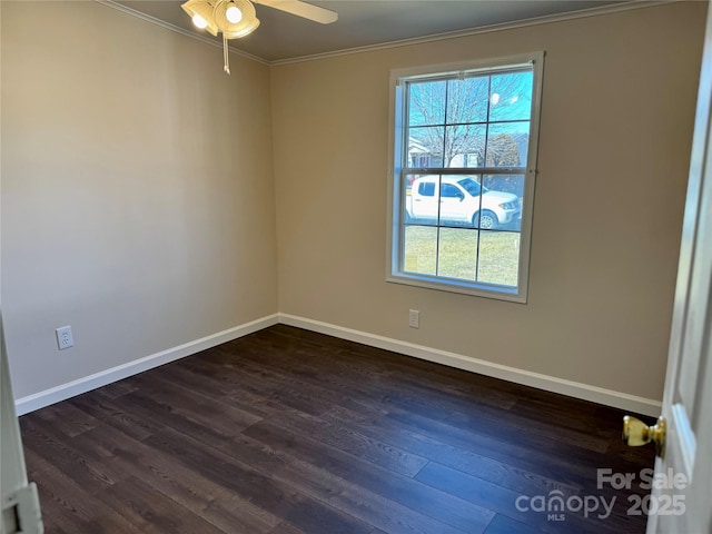 436 Riverwind Dr, Hendersonville, NC 28739 - empty room featuring dark hardwood / wood-style flooring, crown molding, and ceiling fan