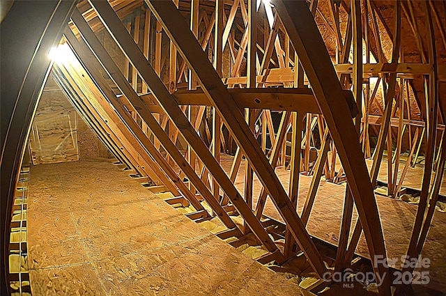 view of unfinished attic