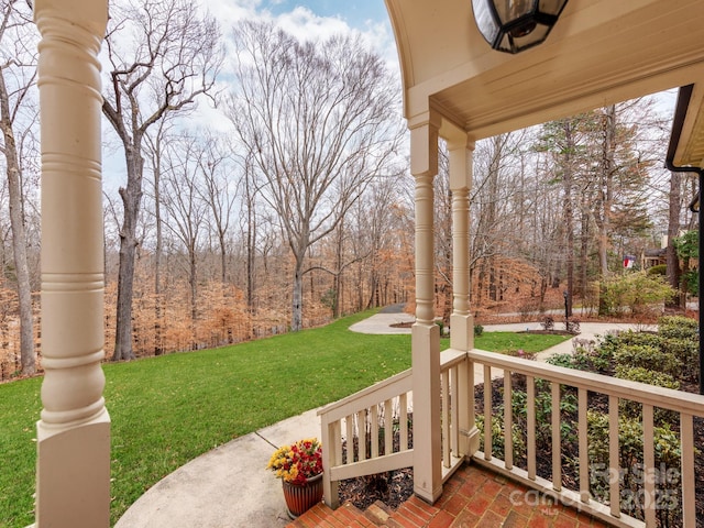 view of yard with a porch