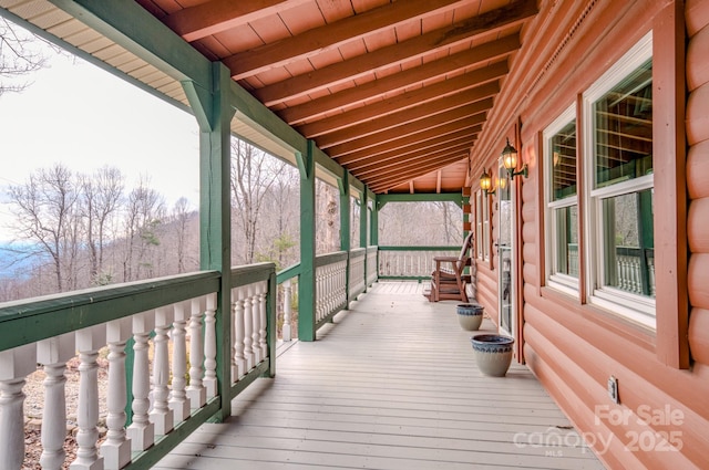 wooden deck with covered porch