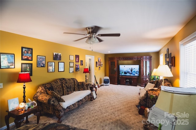 25 Upland Rd, Brevard, NC 28712 - living room featuring carpet floors and ceiling fan