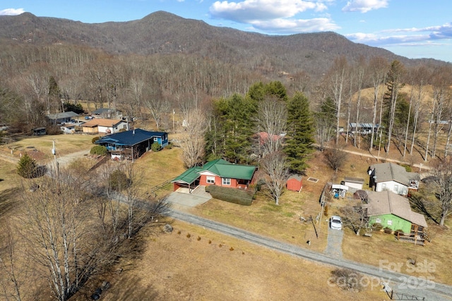 aerial view with a mountain view