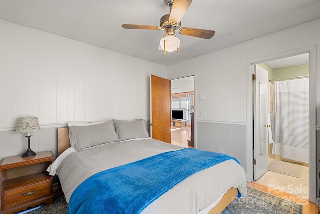 bedroom featuring ceiling fan