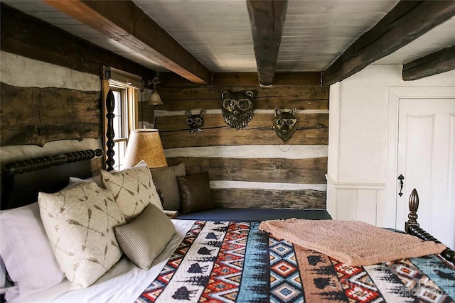 interior space featuring beamed ceiling