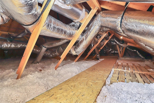 view of unfinished attic