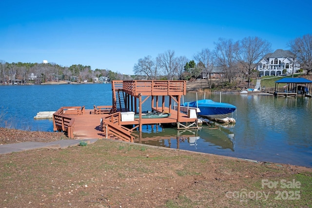 view of dock featuring a water view