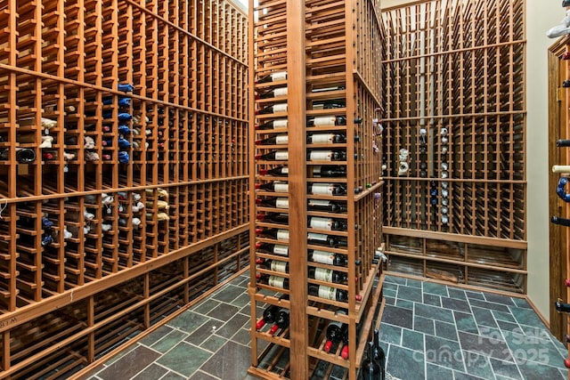 wine area featuring stone finish flooring