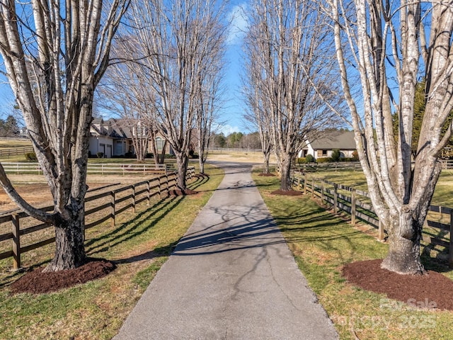 view of road with a rural view