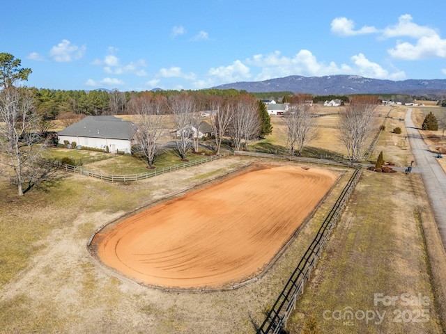 bird's eye view with a mountain view