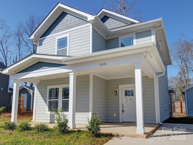 view of front of property with a porch