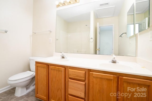 1748 Pergola Pl, Charlotte, NC 28213 - full bath featuring double vanity, a sink, visible vents, and toilet