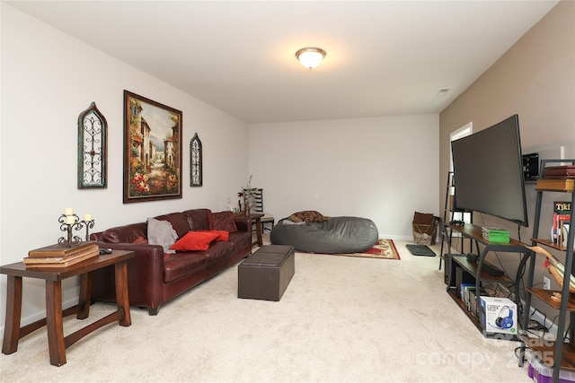 living room with light carpet