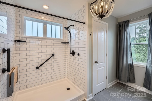 2864 Park Ridge Blvd, Rock Hill, SC 29732 - bathroom with tile patterned flooring, a shower stall, baseboards, and recessed lighting