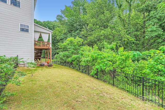 2864 Park Ridge Blvd, Rock Hill, SC 29732 - view of yard with a wooden deck, a wooded view, and stairway