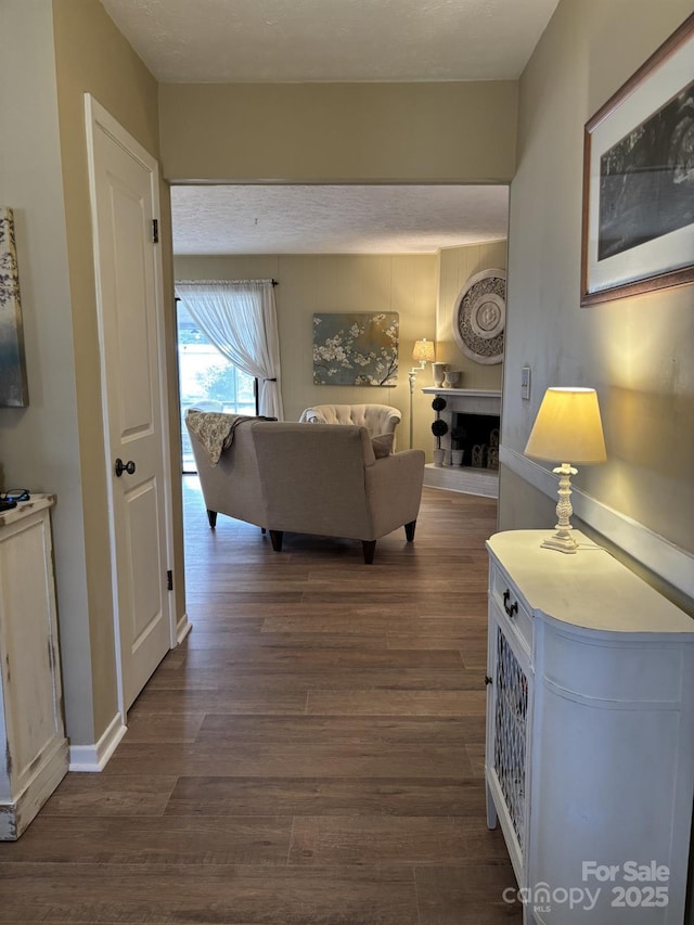 hall featuring dark wood-type flooring