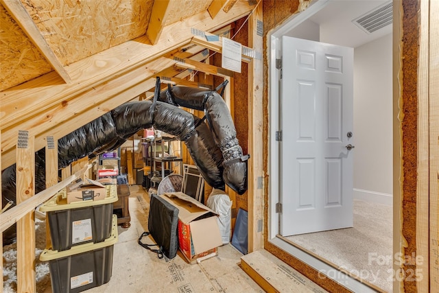 view of unfinished attic