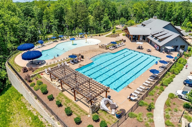 view of pool featuring a patio area