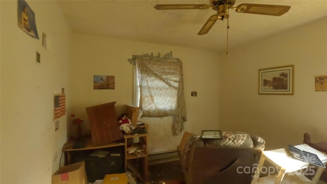 dining space featuring ceiling fan