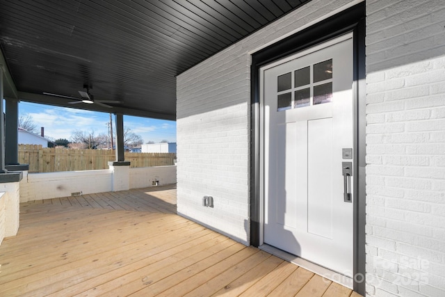 deck featuring ceiling fan