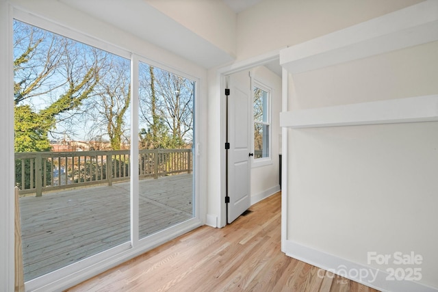 entryway with light hardwood / wood-style flooring