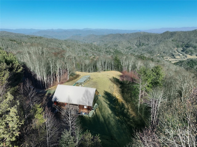 drone / aerial view with a mountain view