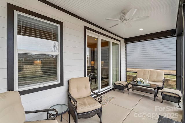 view of patio with ceiling fan