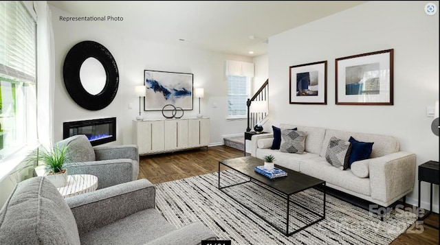 living room with wood-type flooring