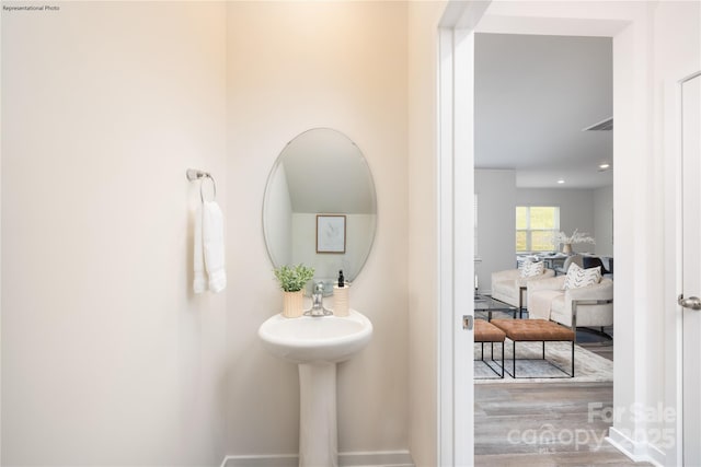 bathroom featuring wood-type flooring