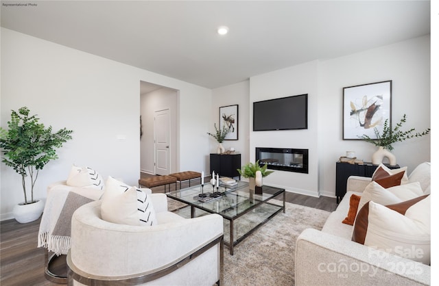 living room with hardwood / wood-style floors