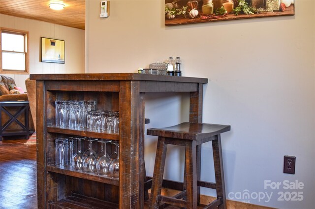 77 Nash Trl, Bryson City, NC 28713 - bar featuring hardwood / wood-style floors and wood ceiling