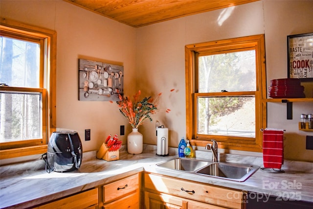 77 Nash Trl, Bryson City, NC 28713 - kitchen featuring sink and wooden ceiling