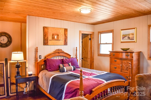 77 Nash Trl, Bryson City, NC 28713 - bedroom featuring wooden ceiling and dark hardwood / wood-style floors