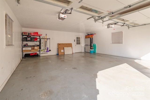 garage with a garage door opener