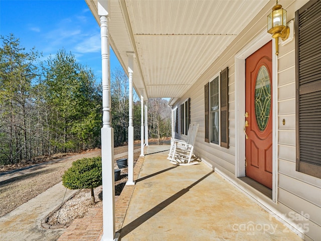 view of patio featuring covered porch