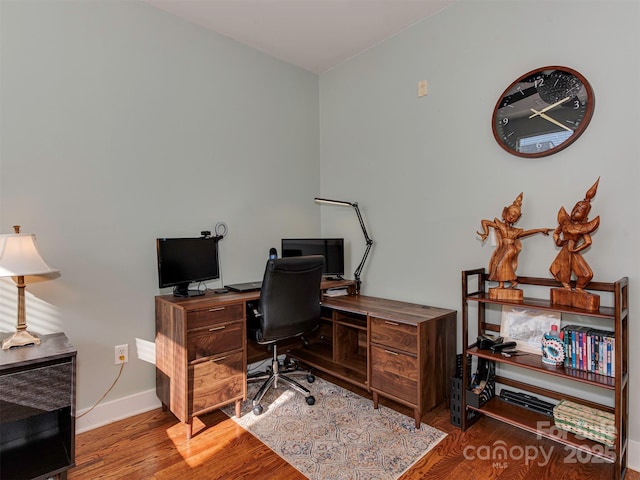 office space featuring hardwood / wood-style flooring