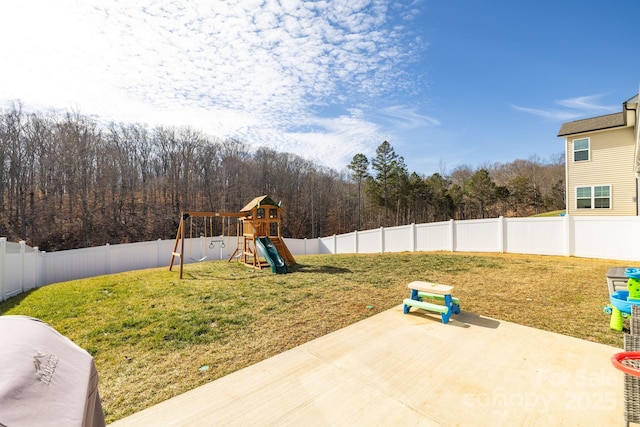 view of patio featuring a playground