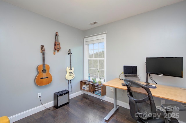 office featuring dark hardwood / wood-style flooring