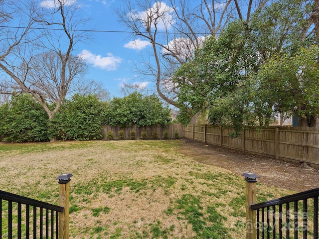 view of yard featuring a fenced backyard